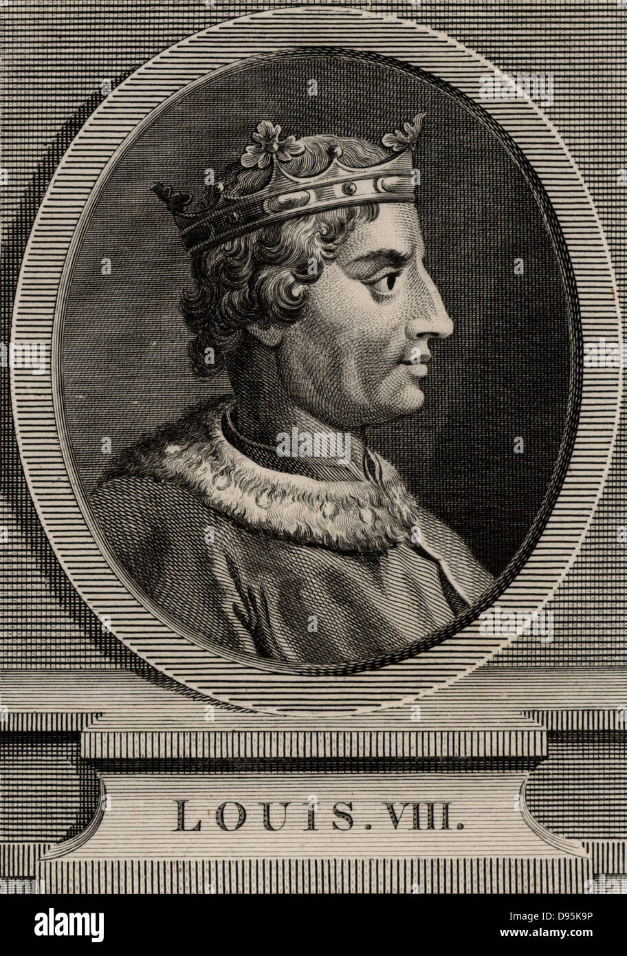 Louis VIII, el León (1187-1226), un miembro de la dinastía de los Capetos, rey de Francia desde 1223. En primer Baron's War (1216) contra el rey Juan, Louis fue ofrecido el trono de Inglaterra y fue proclamado rey en Londres en mayo de 1216. El 14 de junio conquistó Foto de stock