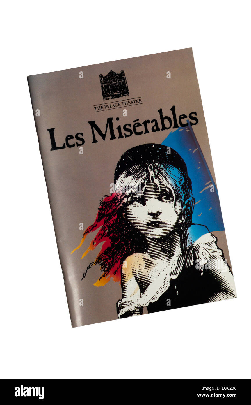Programa para el 1985 la producción de los miserables en el Palace Theatre. Foto de stock