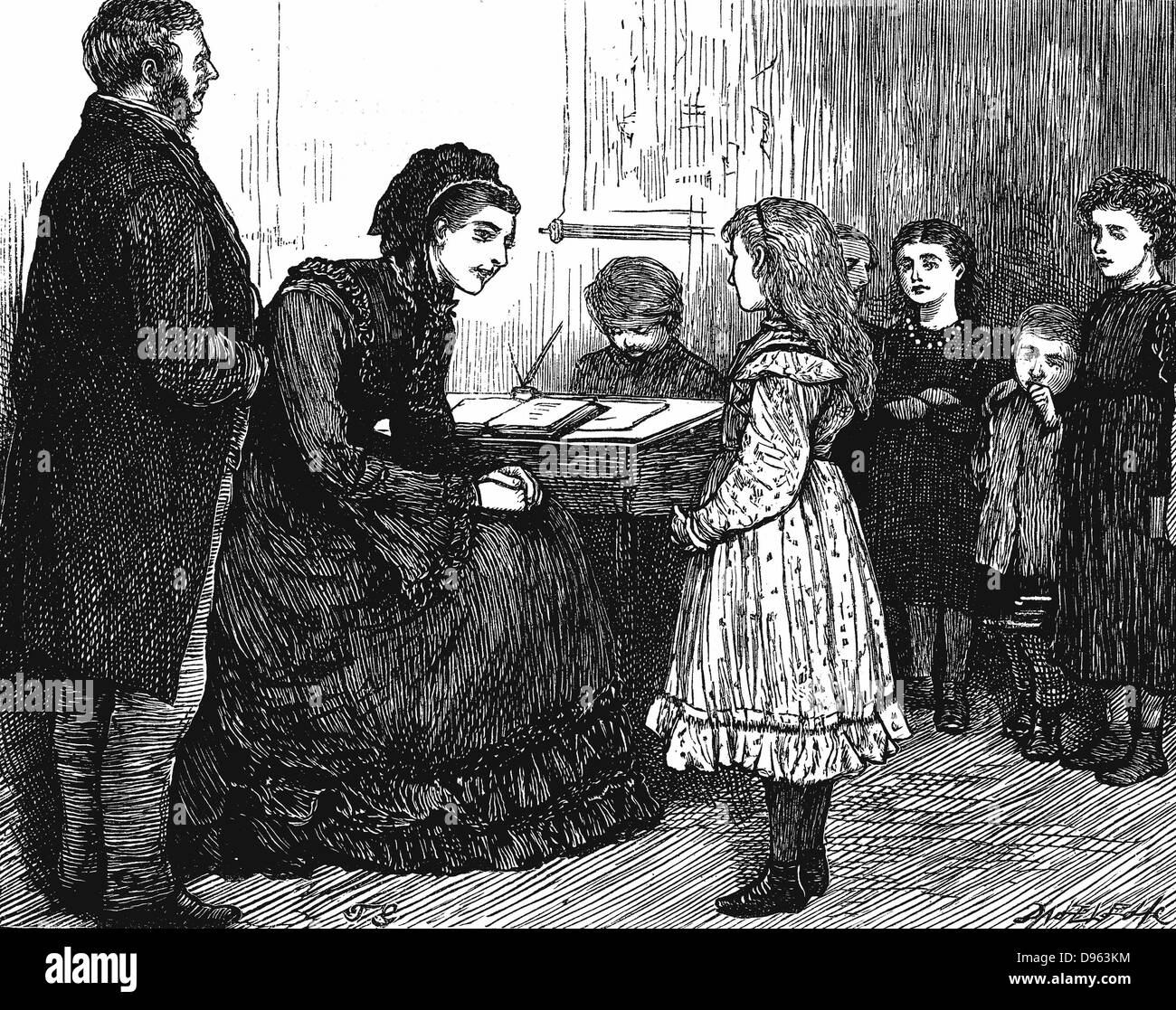 Clase de Escuela Dominical mezclados en un distrito pobre de Londres