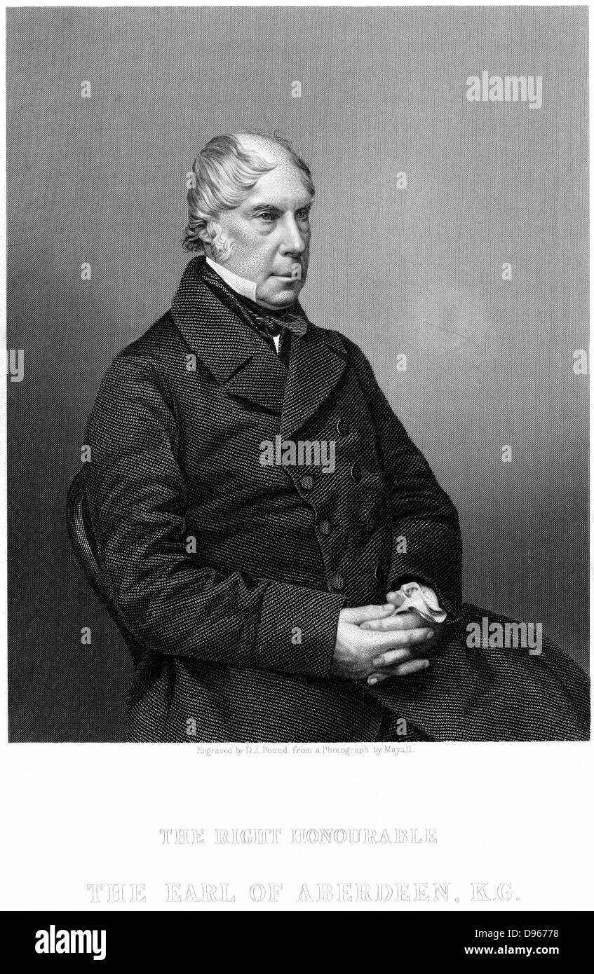 George Gordon, 4to Earl de Aberdeen (1784-1860). Estadista escocés. El Primer Ministro británico, 1852-55. Apoya el libre comercio. Publicado grabado Londres c1860. Foto de stock