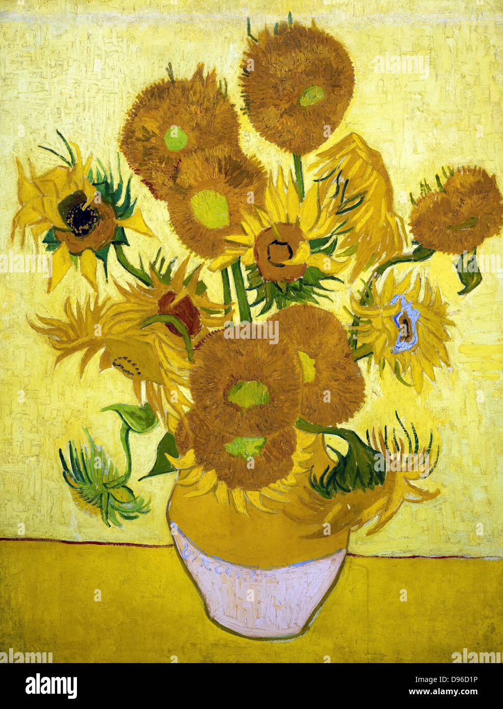 Pintura de girasoles, 1888. Por Vincent van Gogh. Óleo sobre lienzo. Foto de stock