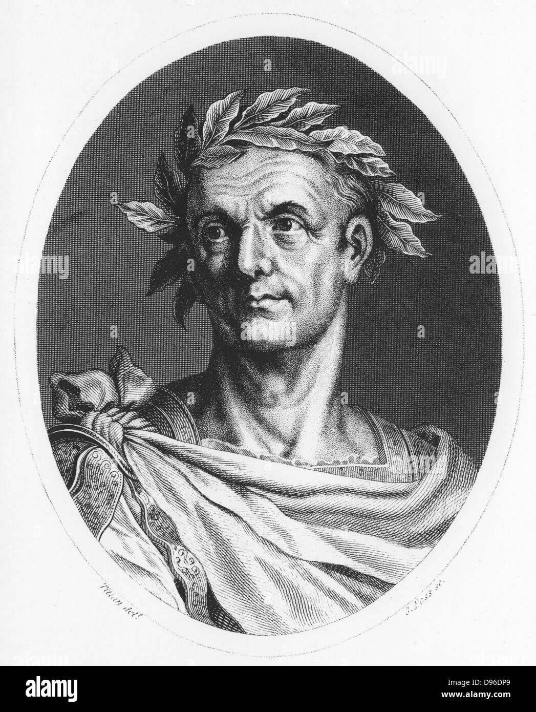Julio César (100-44 a.C.) soldado romano y estadista. Grabado c1825. Foto de stock