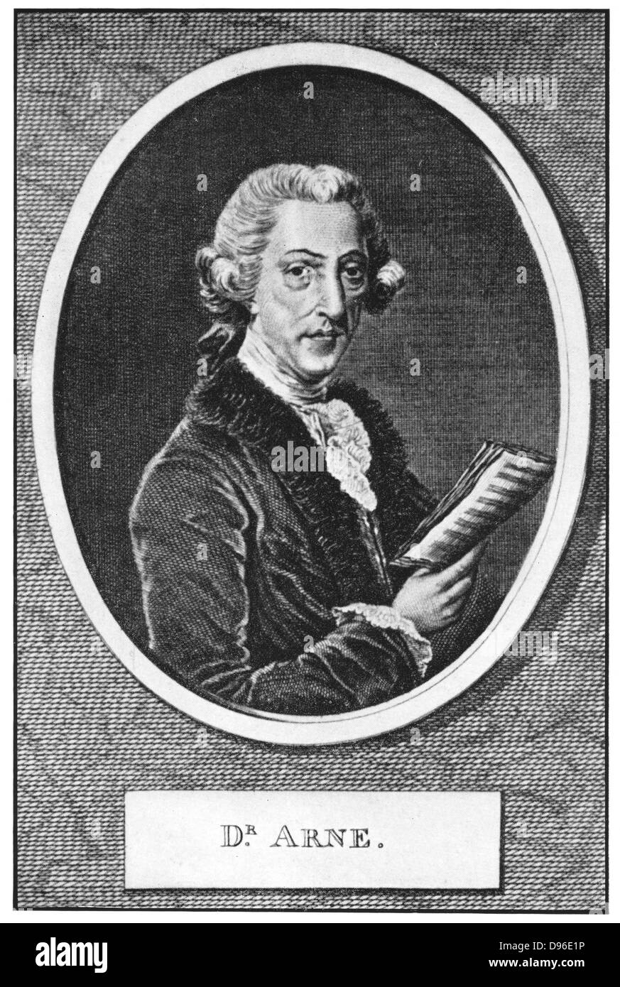 Thomas Augustine Arne (1710-1778) compositor inglés. Grabado. Foto de stock