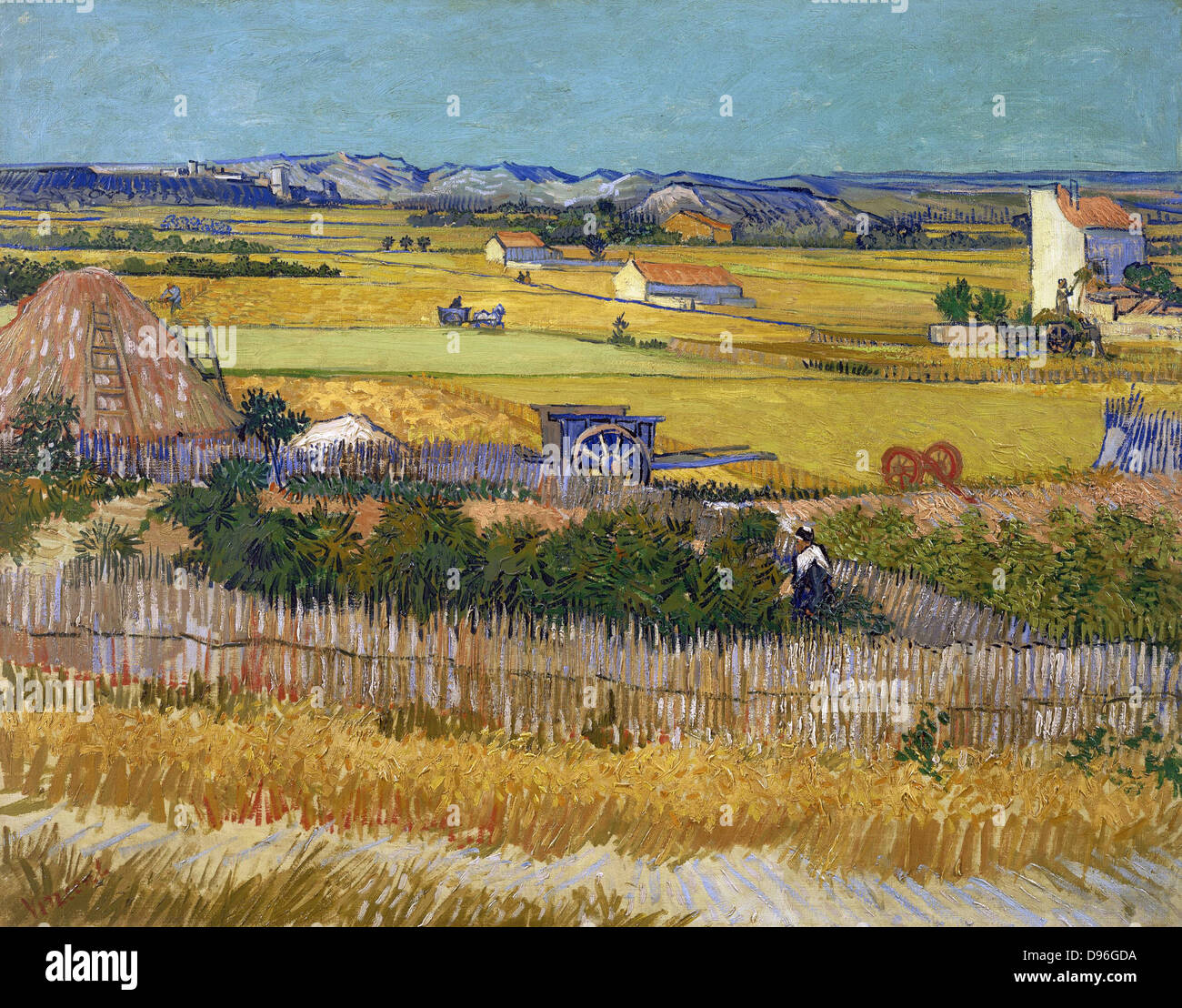 "La cosecha", una pintura de Vincent Van Gogh representando una escena rural. Óleo sobre lienzo. 1888 AD. Foto de stock