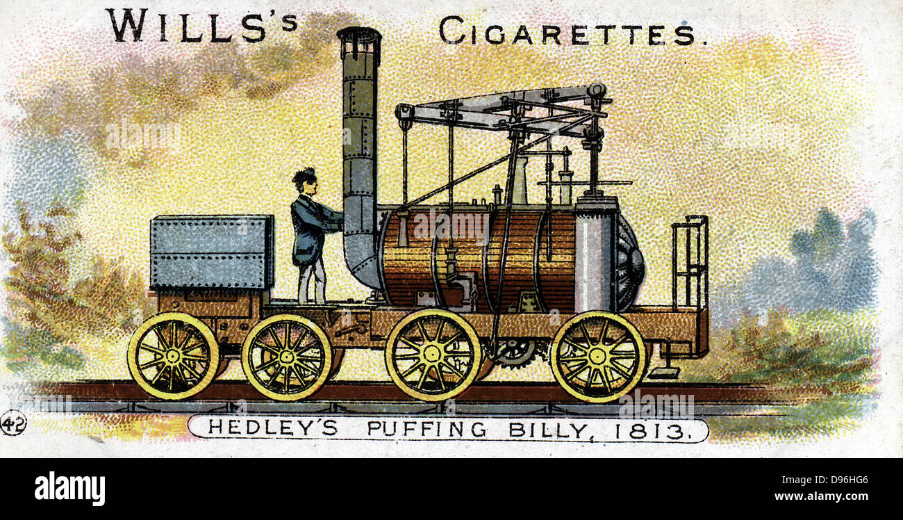 Puffing Billy', William Hedley patentada de locomotora ferroviaria en 1813.  Comenzó a trabajar en ese año y continuaron en uso hasta 1872.  Chromolithograph 1901 Fotografía de stock - Alamy