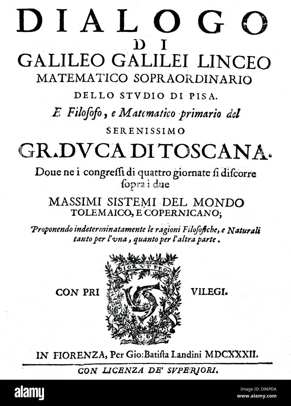 Página de título de Galileo 'Dialogo