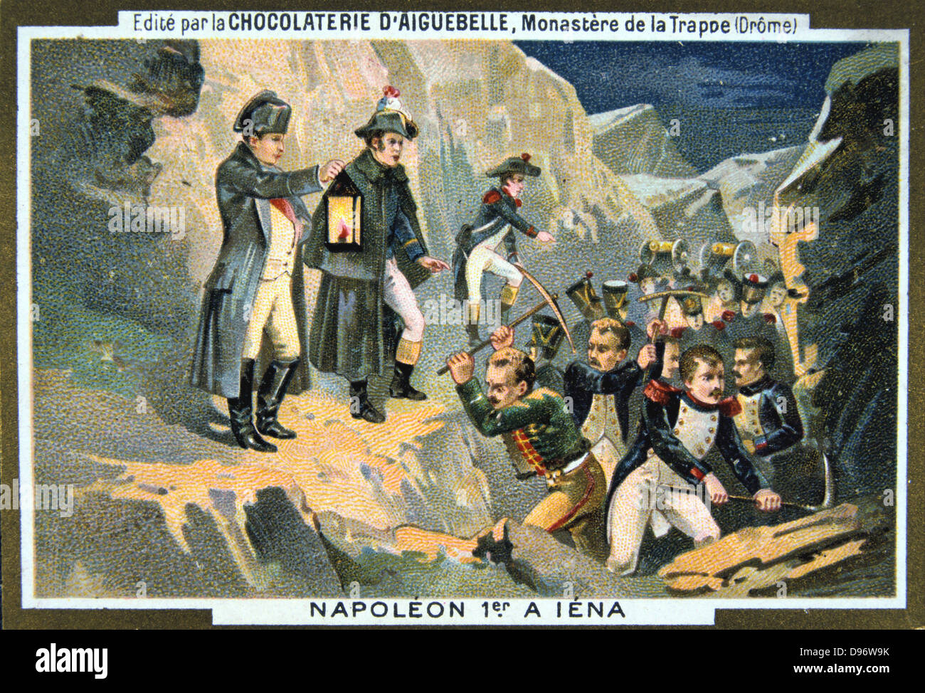 Napoleón Bonaparte Napoleón I (1769-1821) en la batalla de Jena, 14 de octubre de 1806. Francés derrotó a los austriacos. Chromolithograph c1900. Foto de stock