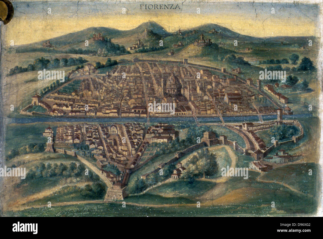 Mapa de Florencia - anónimo italiano del siglo xv mapa. Foto de stock