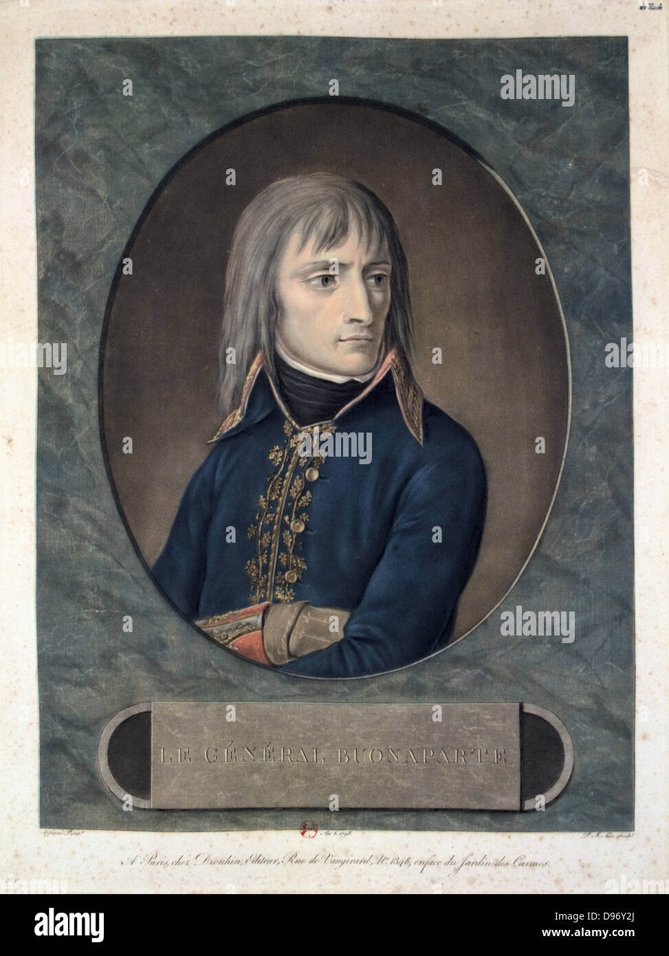 General Bonaparte (1769-1821). Aguatinta publicado 1796. Foto de stock