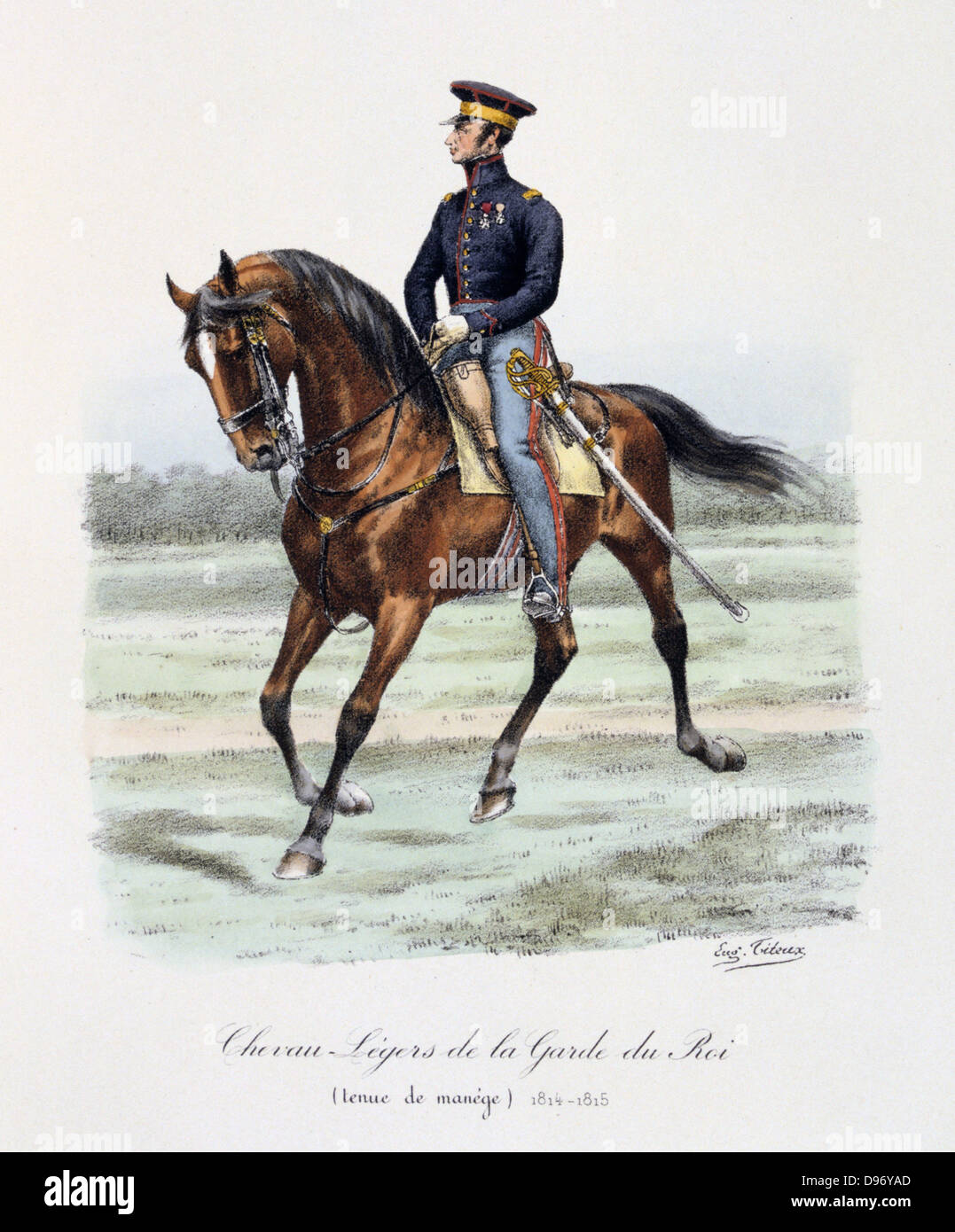 La caballería, 1814-1815. A partir de 'Histoire de la Maison militaire du Roi de 1814 a 1830' por Eugene Titeux, París, 1890. Foto de stock