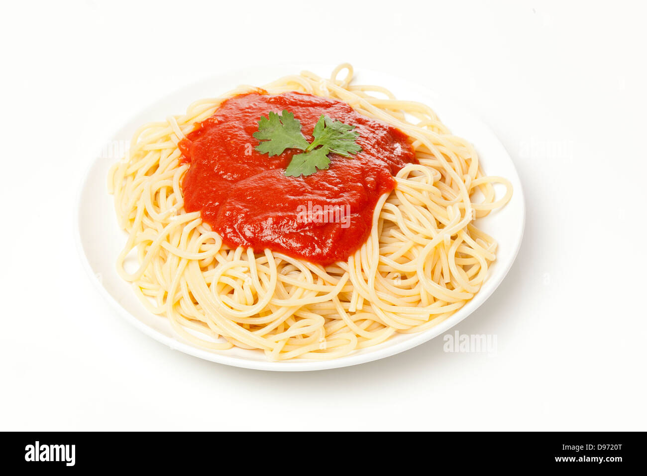 Granos Orgánicos Pasta con salsa de tomate Foto de stock