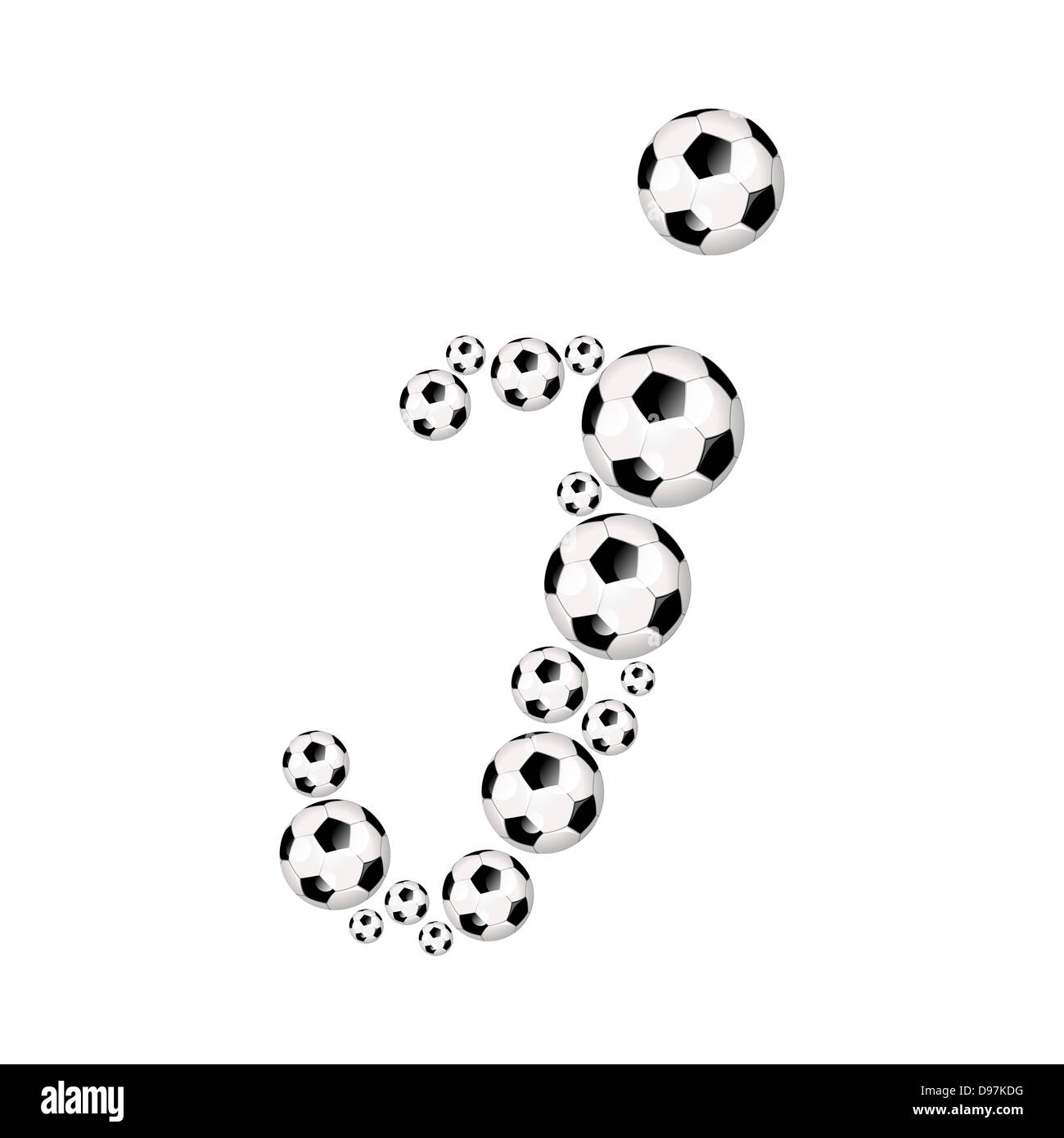 Letra mayúscula del alfabeto de fútbol I ilustración icono con el fútbol o balones Foto de stock