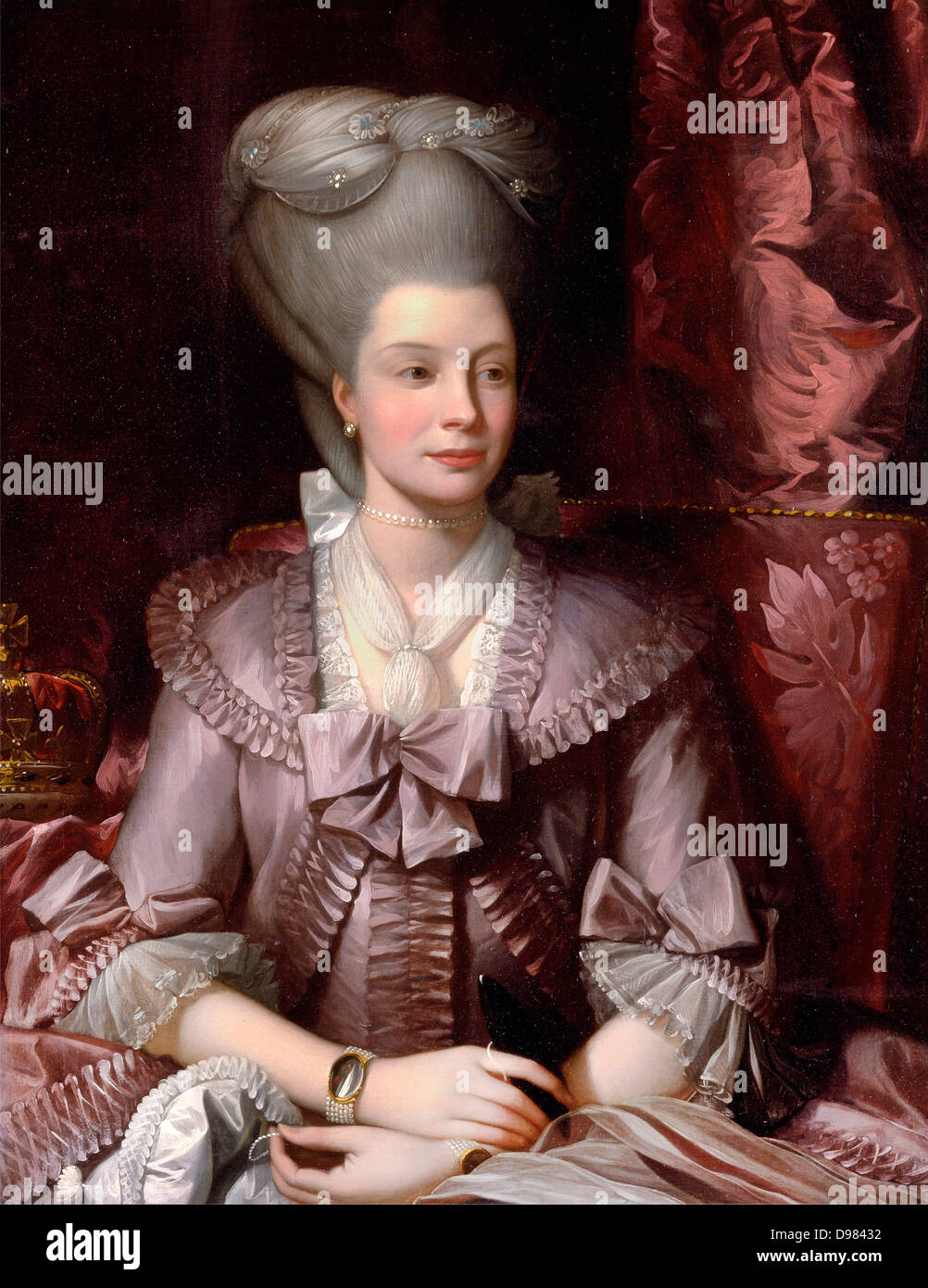Benjamin West, Queen Charlotte 1777 Óleo sobre lienzo. Yale Center for British Art, New Haven, Connecticut, Estados Unidos. Foto de stock