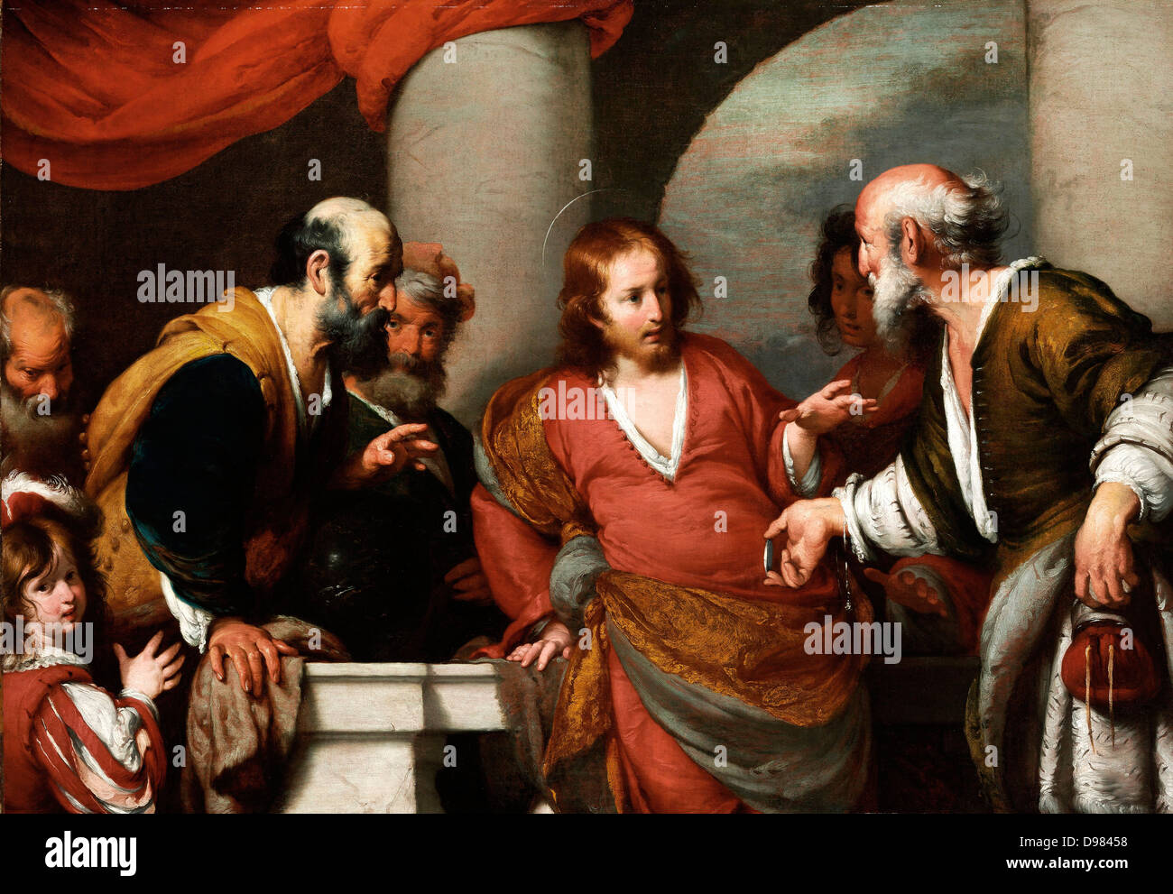 Bernardo Strozzi, el homenaje de dinero. 1630s. Óleo sobre lienzo. Museum of Fine Arts, Budapest. Foto de stock