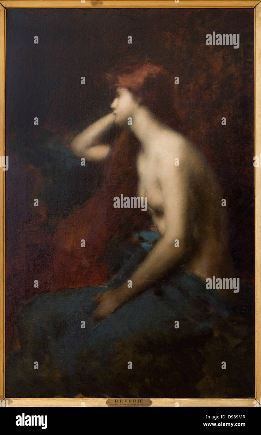 Jean-Jacques Henner Reverie 1904 Óleo sobre lienzo Museo Petit Palais - Paris Foto de stock