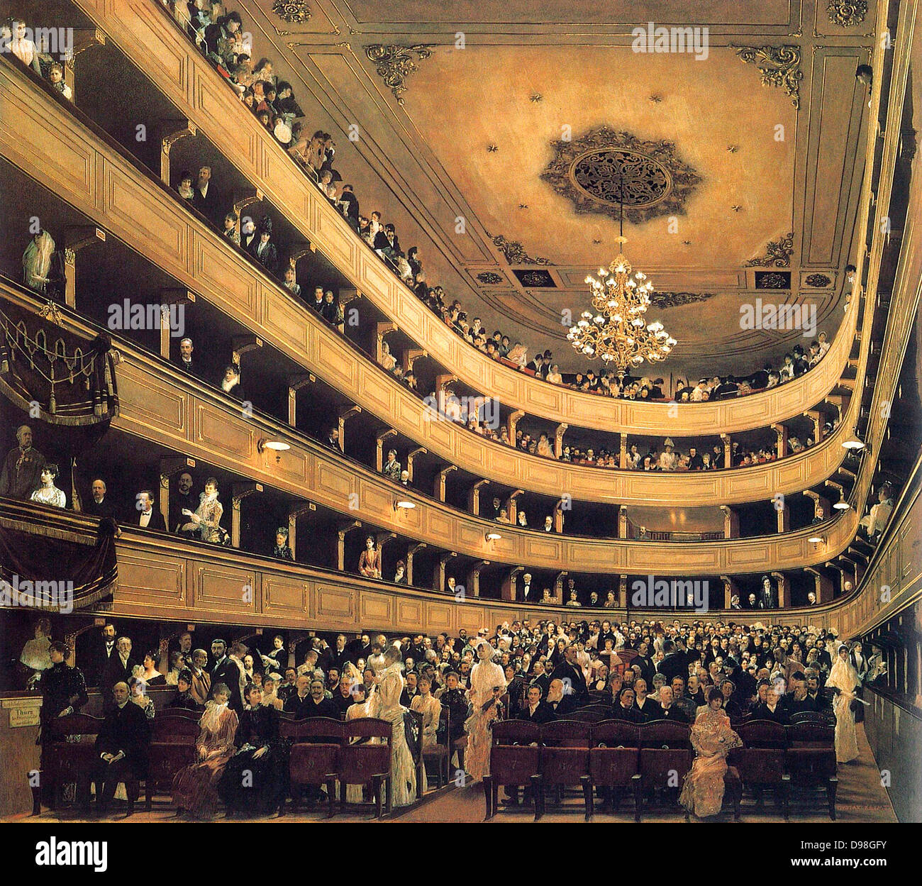 Gustav Klimt. Auditorio en el viejo Burgtheater en Viena 1888 Foto de stock