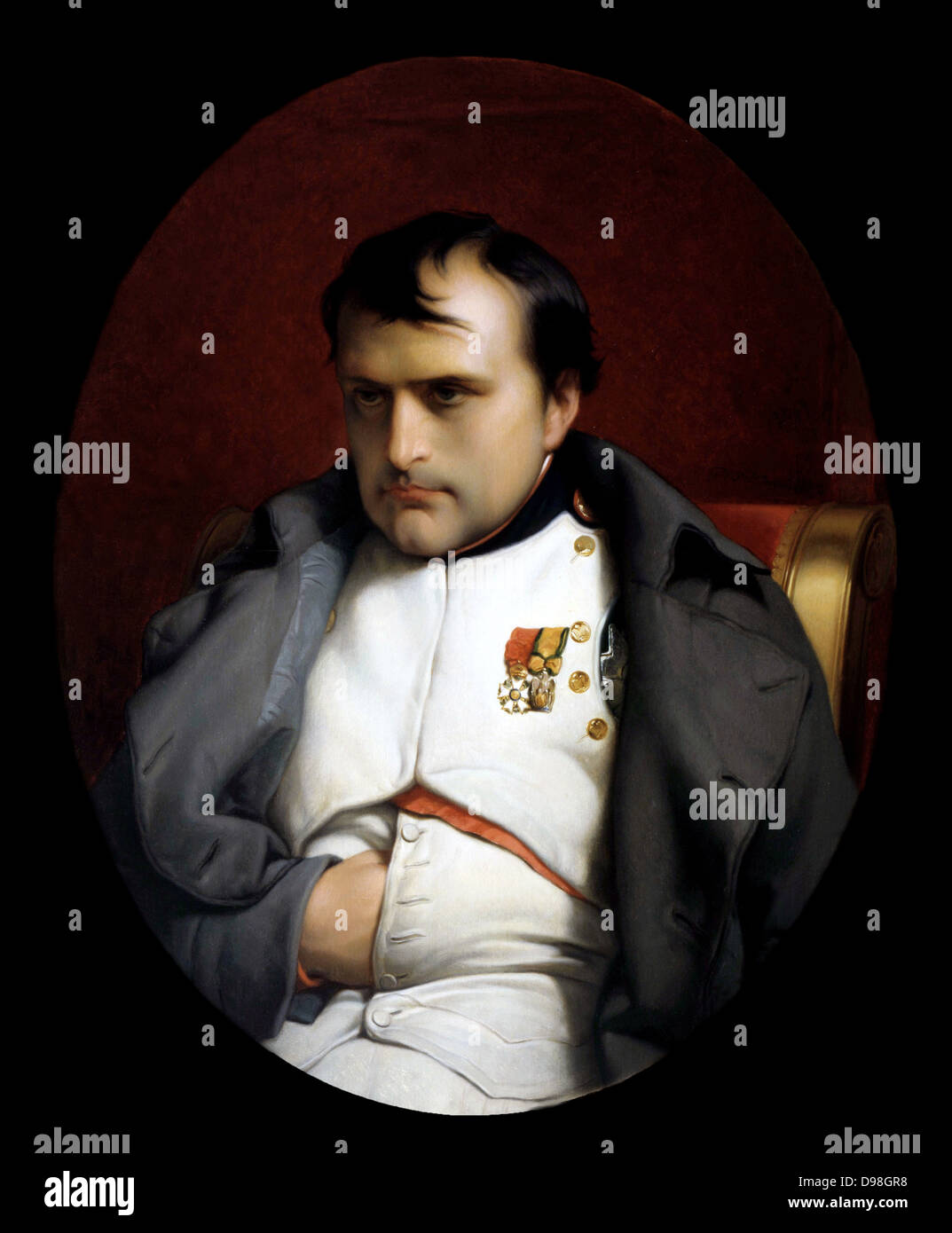 Hippolyte Delaroche (1797-1856), conocido como Paul Delaroche, pintor francés Paul Delaroche Napoleón en Fontainebleau en 1848 Foto de stock