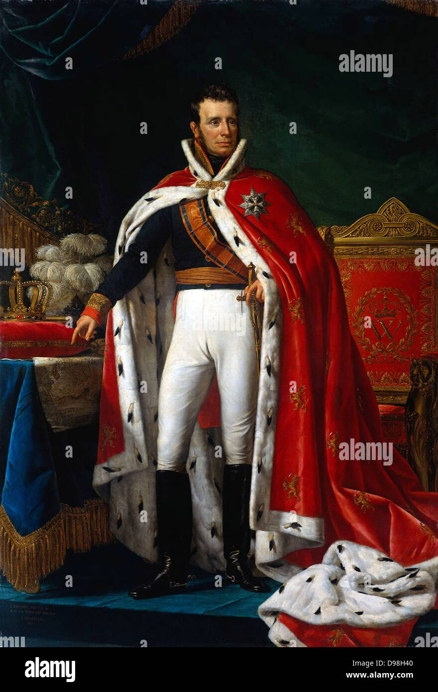 Federico Guillermo I, nacido Prins Willem Frederik van Oranje-Nassau (24 de agosto de 1772 - 12 de diciembre de 1843), era un príncipe de Orange y el primer rey de los Países Bajos y Gran Duque de Luxemburgo. Foto de stock