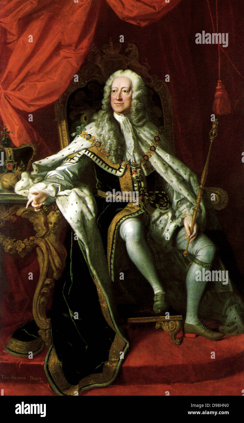 George II, Rey de Inglaterra, retrato de Thomas Hudson. Foto de stock