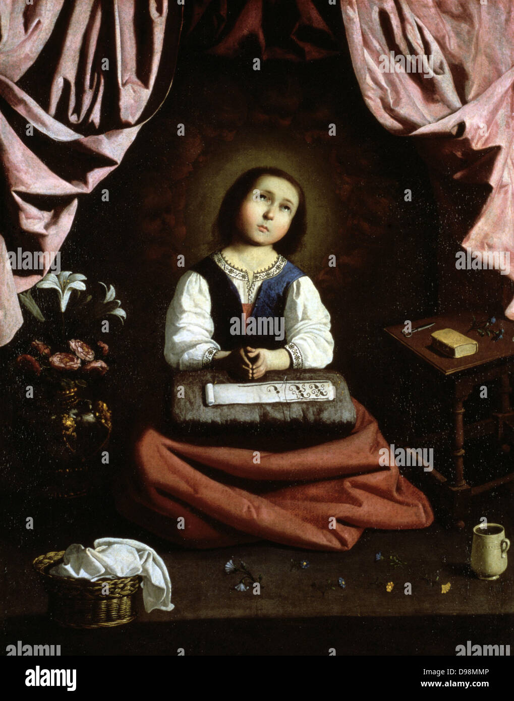 La Joven Virgen óleo Sobre Lienzo Francisco De Zurbarán - 