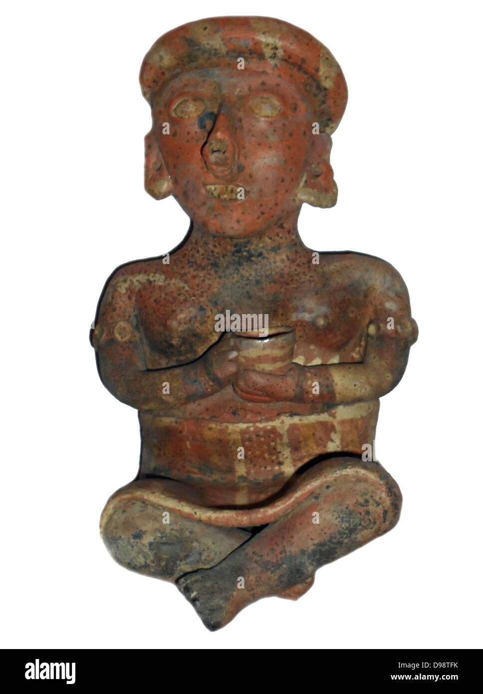Figurilla de arcilla utilizado como una tumba de regalo. Enterrados con los muertos, de acuerdo con el estado para acompañar el último viaje. La arcilla, la cultura de Nayarit, México, 100 a 900 D.C. Foto de stock
