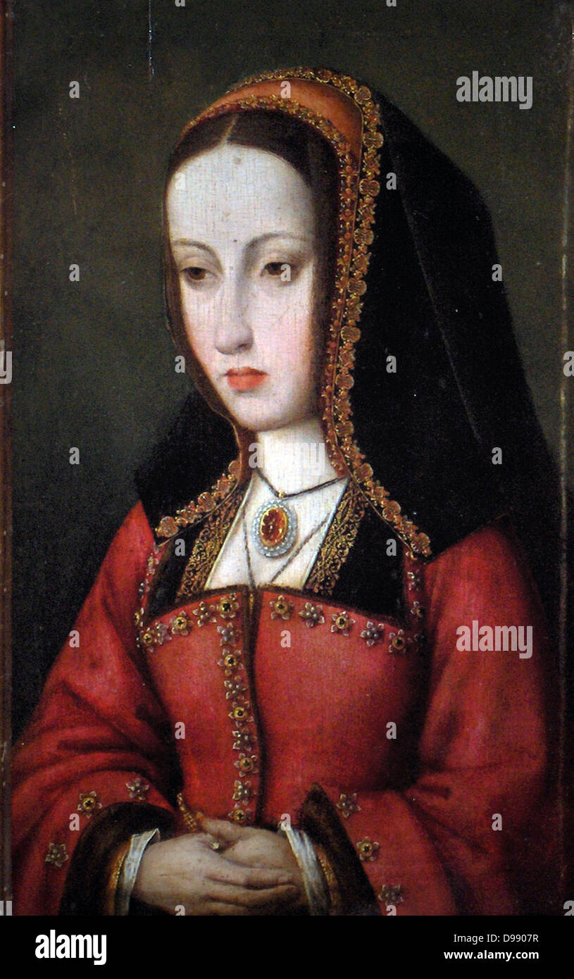 Joanna (Español: Juana I de Castilla) (6 de noviembre de 1479 - 12 de abril de 1555), denominada Juana la Loca (Juana La Loca), monarca de Castilla y Aragón, junto con su hijo, el Emperador Carlos V. fue la segunda hija de Fernando II de Aragón e Isabel de Castilla, y nació en Toledo. Foto de stock