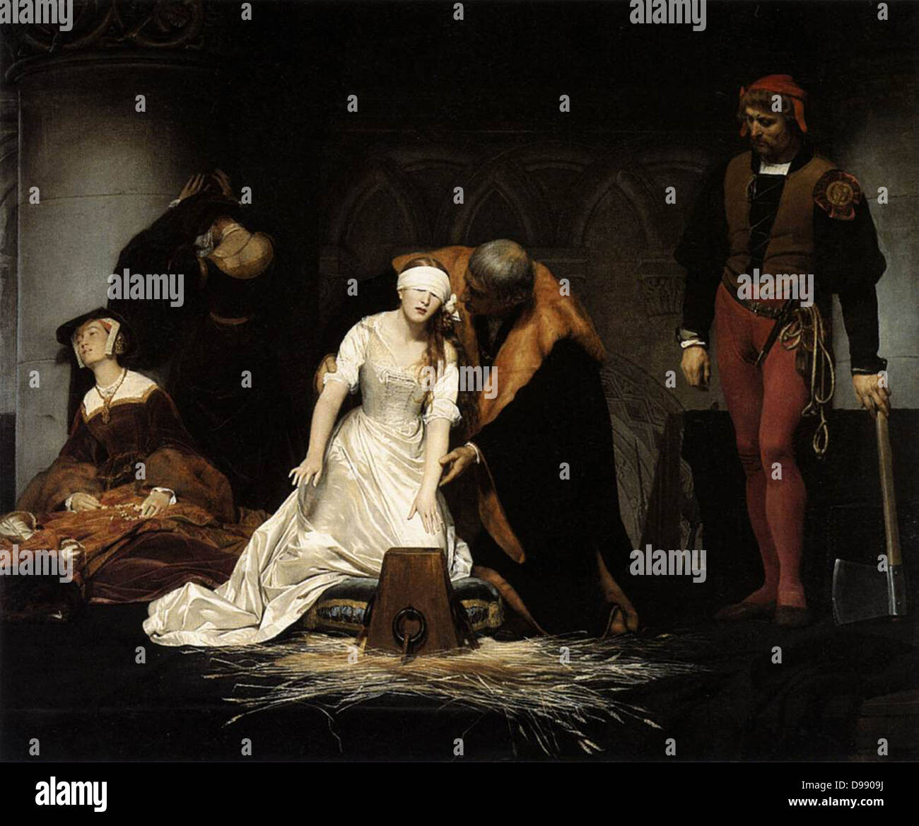 La ejecución de Lady Jane Grey" por Paul Delaroche 1833; Óleo sobre lienzo Foto de stock