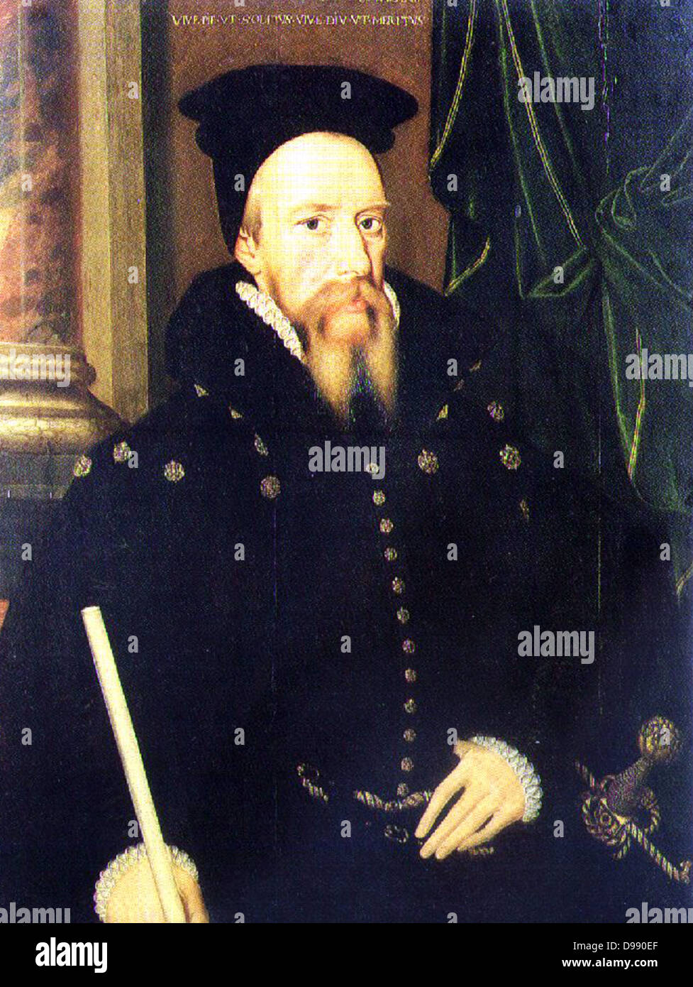 William Cecil, primer barón de Burghley, por artista desconocido. Pintura al óleo Foto de stock