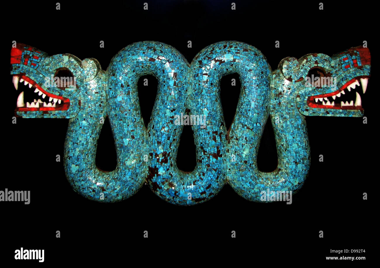 Mosaico de serpiente de doble cabeza para usar como pectoral ceremonial