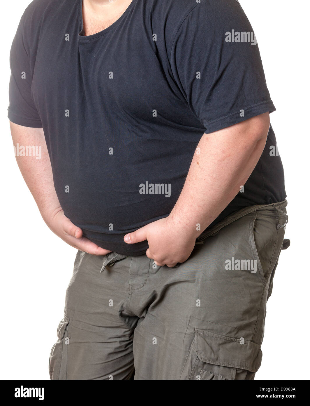 Fat Man con una prominente barriga, cerca de la parte del cuerpo Foto de stock