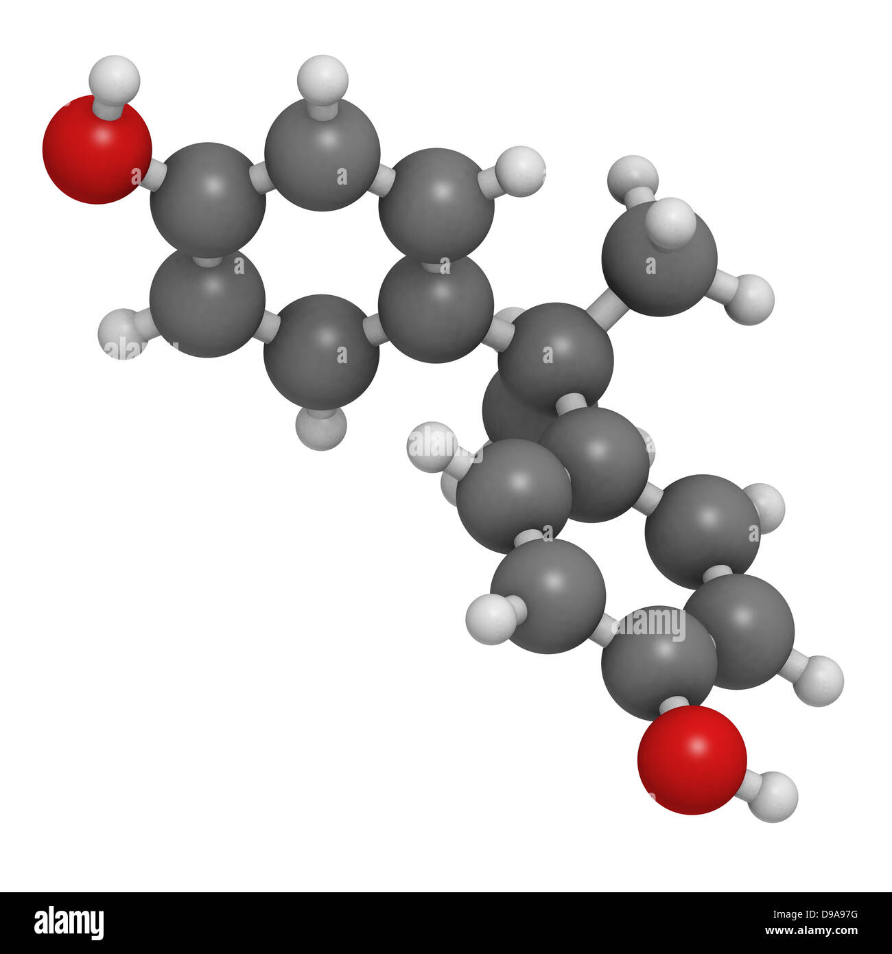 El bisfenol A (BPA) de plástico, la estructura química de moléculas