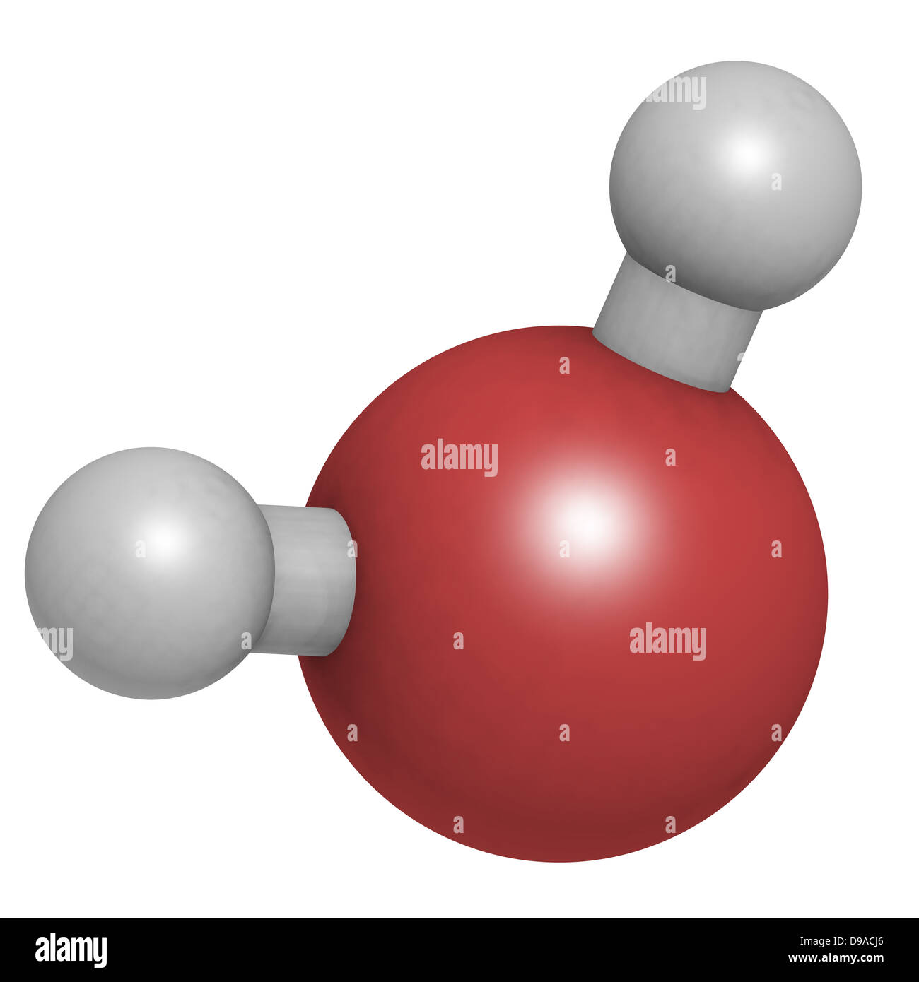 El agua (H2O), el modelo molecular. Los átomos son representados como  esferas con codificación de color convencional: hidrógeno (blanco), el  oxígeno (rojo Fotografía de stock - Alamy