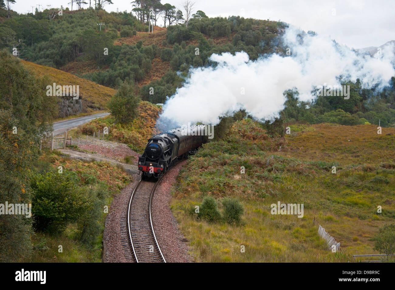 Un tren de vapor, Highland, Escocia, Gran Bretaña, Europa, el Jacobite, Harry Potter , Dampfeisenbahn, Highland, Schottland, Gro Foto de stock