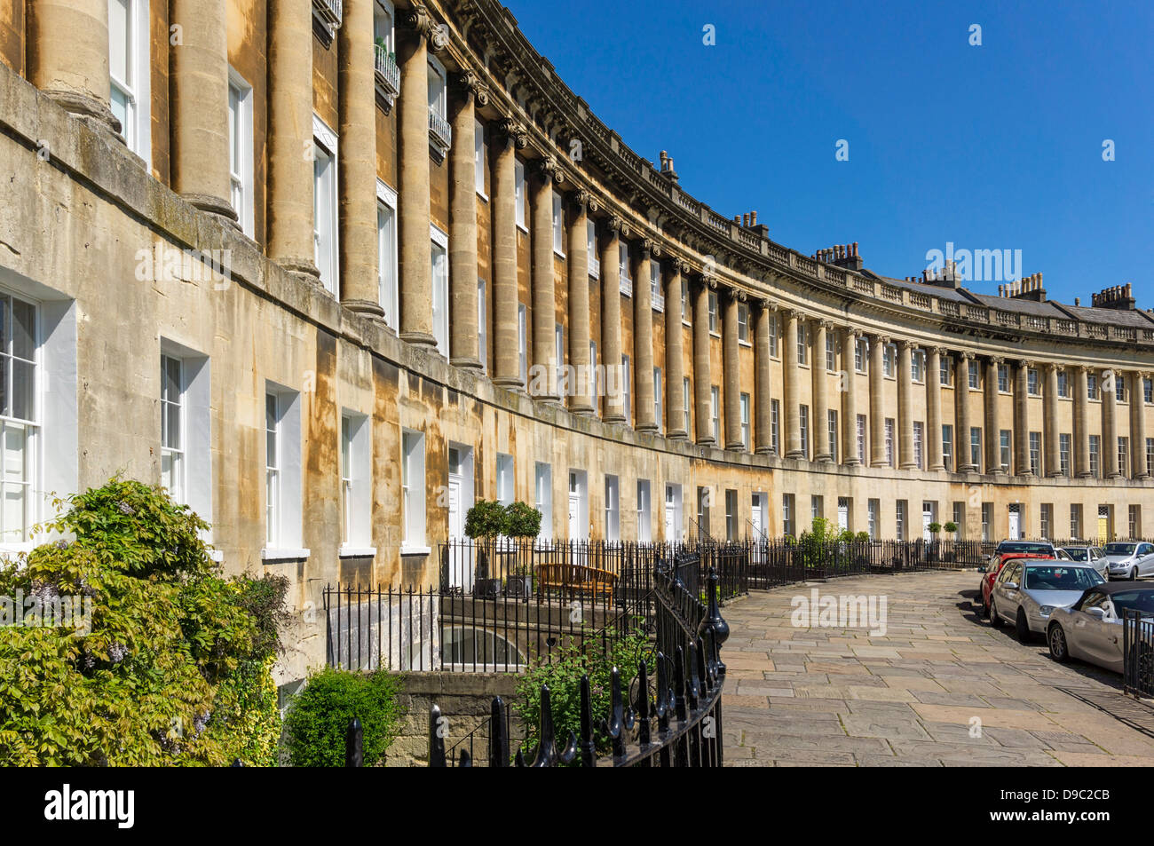 Bath, Inglaterra - El Royal Crescent, Bath, Somerset, Inglaterra, Reino Unido. Foto de stock