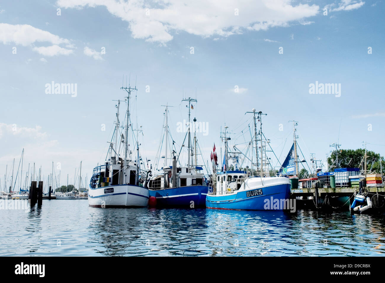La pesca de arrastre en el puerto. Foto de stock