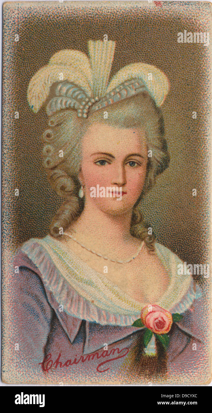 Marie Antoinette (1755-1793), Reina de Francia, esposa de Luis XVI. Hija de la emperatriz María Teresa y del Emperador Francisco I. Guillotinadas por los revolucionarios franceses. Chromolithograph. Foto de stock