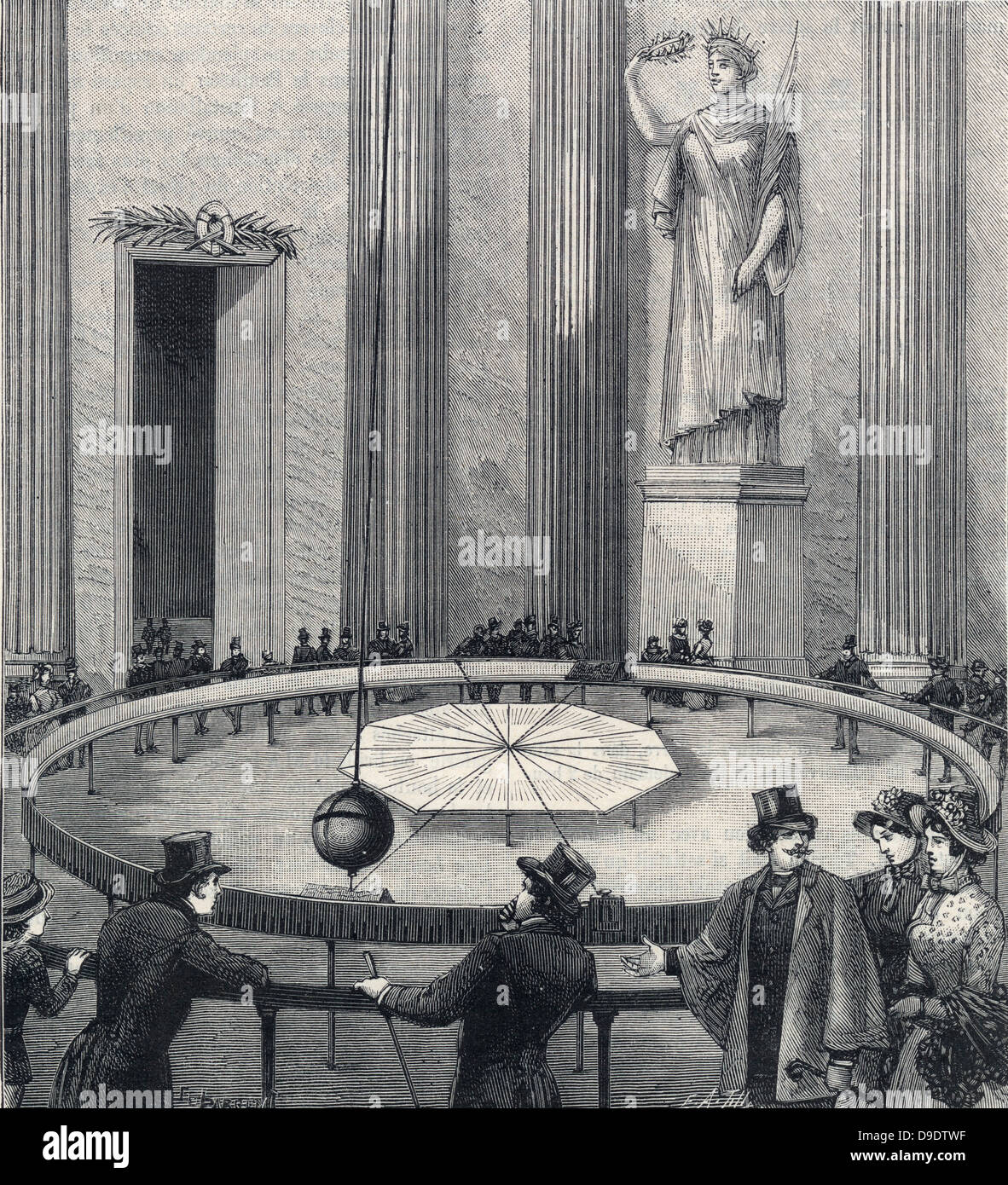 El Péndulo de Foucault, el Panteón de París. Foto de stock