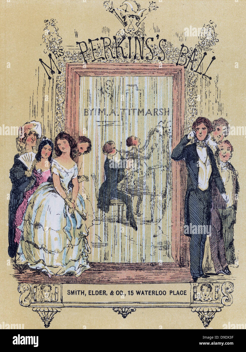 Título de página de la primera edición de ''Mr Perkins's Ball", Londres, 1847 por William Makepeace Thackeray. Foto de stock