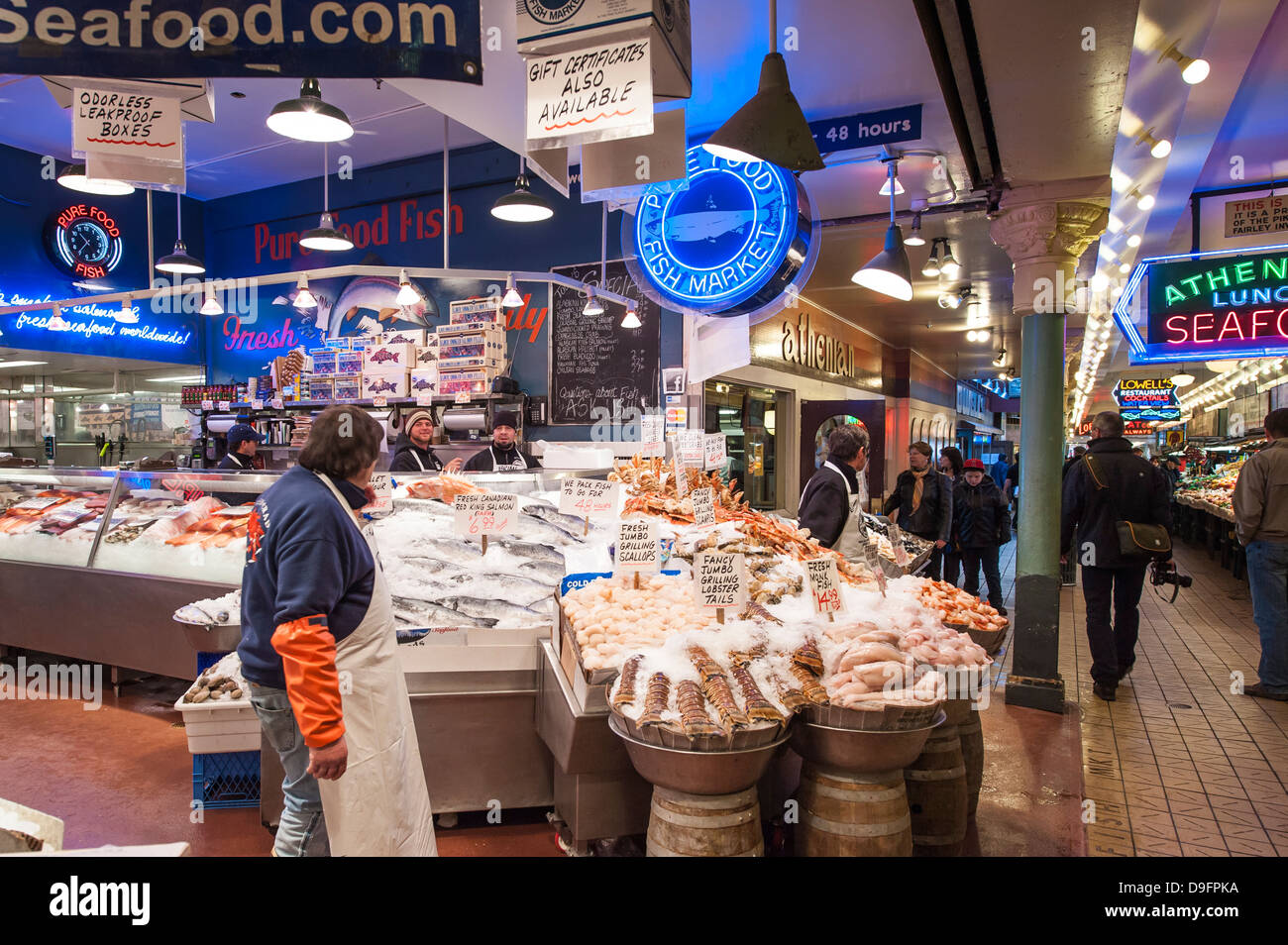 Pikes Place Market, Seattle, Estado de Washington, EE.UU. Foto de stock