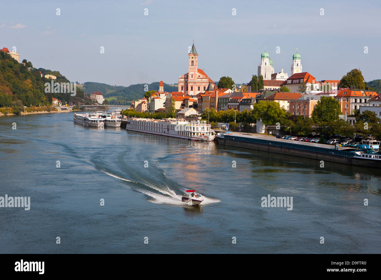 El río Danubio, Passau, Baviera, Alemania Foto de stock