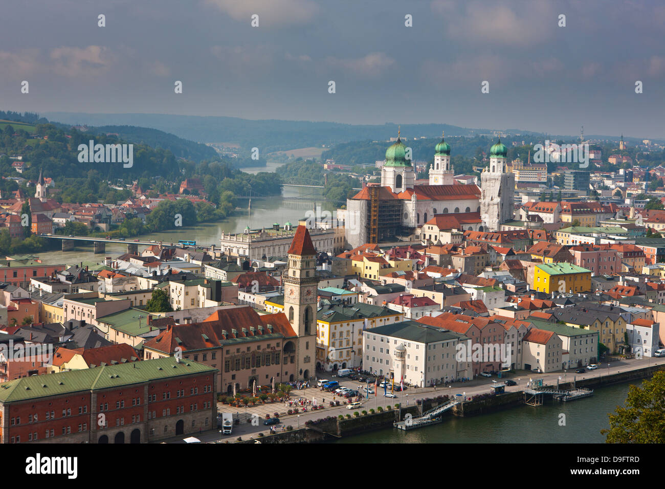 Vistas al río Danubio y Passau, Baviera, Alemania Foto de stock