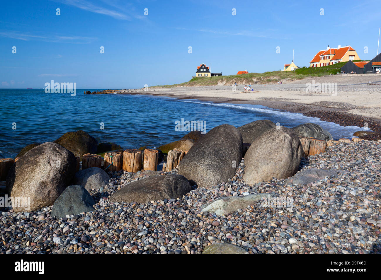 Vista a lo largo de la playa, Gammel Skagen, de Jutlandia, Dinamarca, Escandinavia Foto de stock