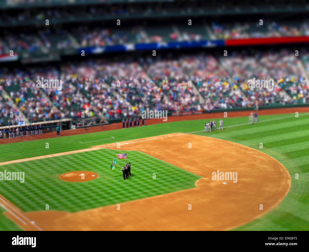 Himno Nacional en juegos de béisbol. Foto de stock