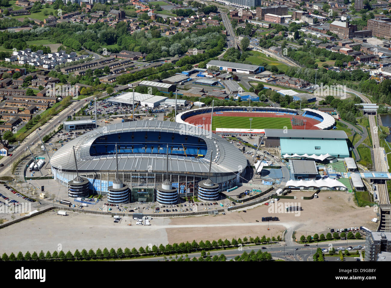 Fotografía aérea del Manchester City Football Club Foto de stock