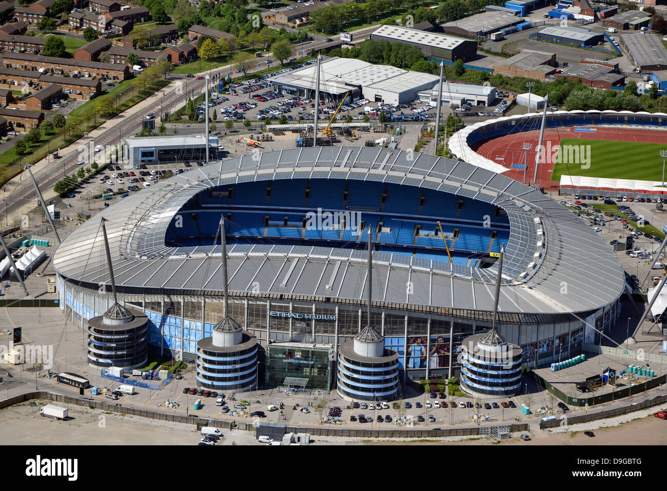 Fotografía aérea del Manchester City Football Club Foto de stock