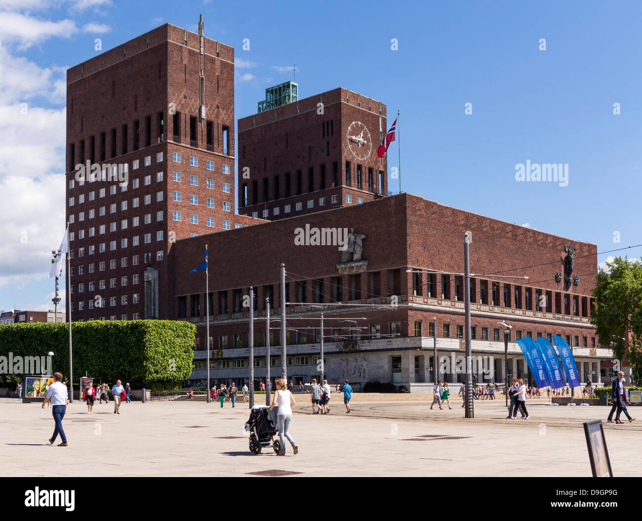 El Ayuntamiento de Oslo, Noruega, donde el Premio Nobel de la paz es presentado Foto de stock