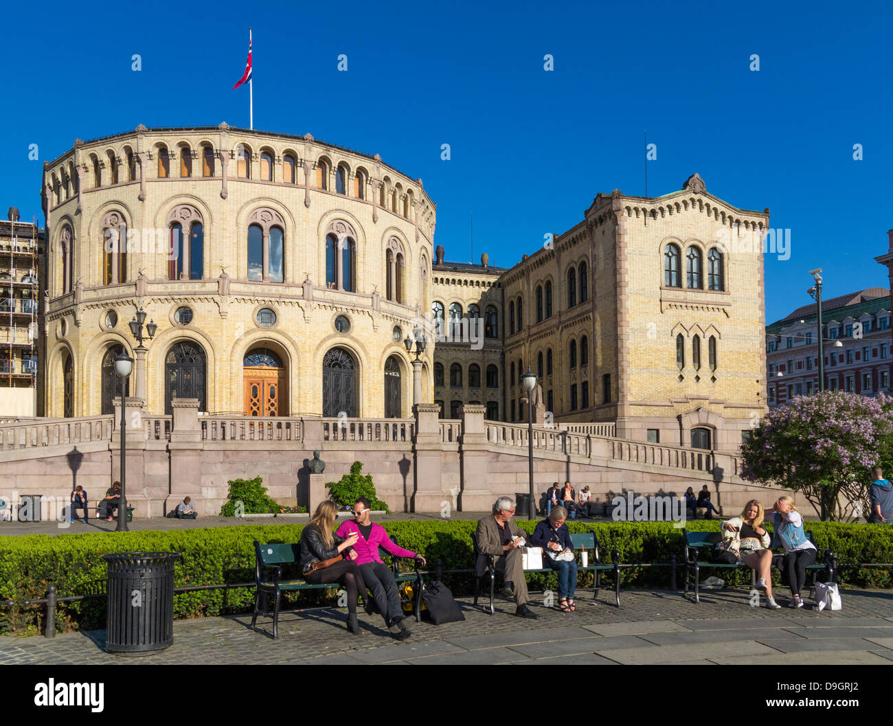 Edificio del Parlamento Noruego en Oslo, Noruega, conocido como el Storting Stortinget o Foto de stock
