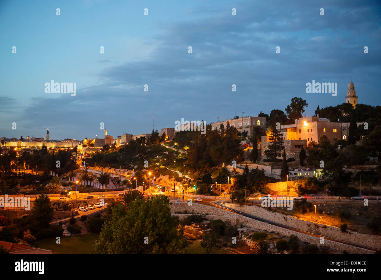 Las antiguas murallas de la ciudad, Jerusalén, Israel. Foto de stock