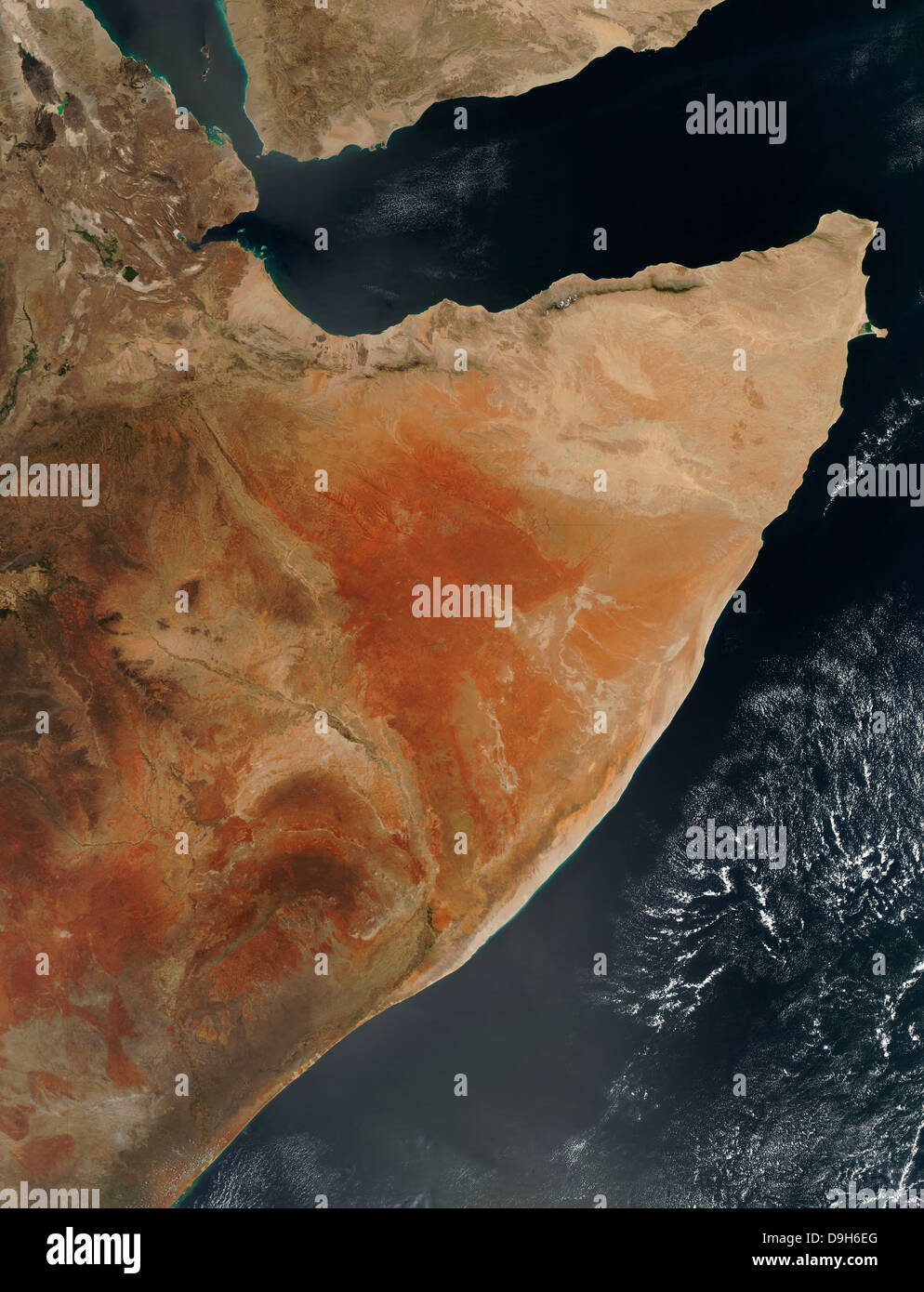 Vista satélite de la región del Cuerno de África. Foto de stock