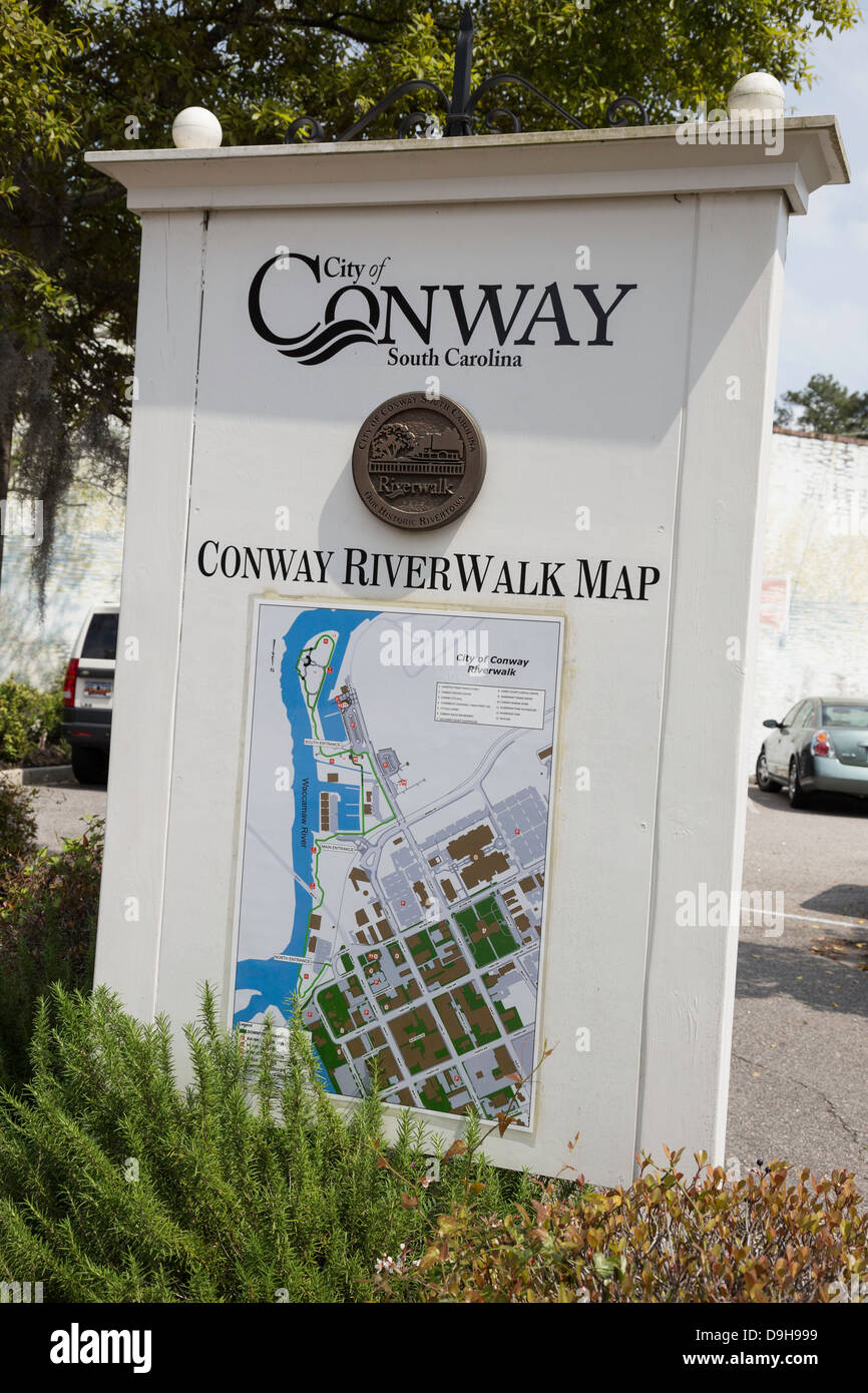 Conway River walk Map, Carolina del Sur, EE.UU. Foto de stock
